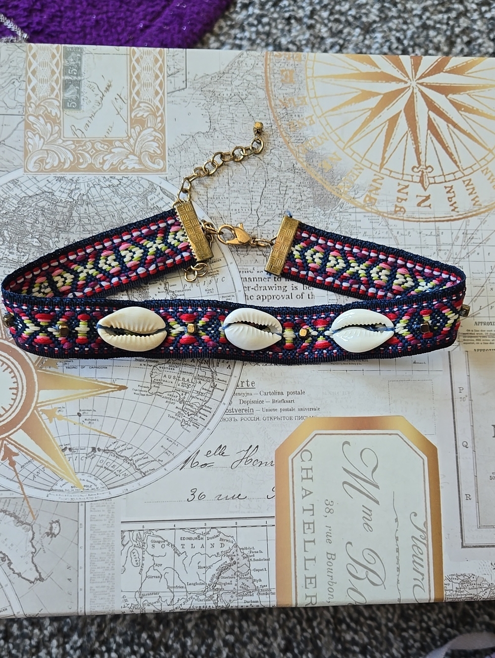Boho Navy Beaded Shell Choker Necklace - Unbranded